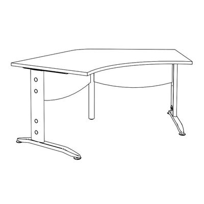 3253310150300-Bureau symétrique 120° IDRA - L185 cm - Pieds aluminium - plateau imitation Erable--4