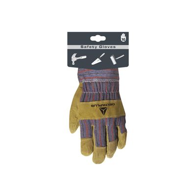3295249183530-Delta Plus - Gants de protection Docker - Taille 10 - cuir croûte de bovin - marron-Avant-0