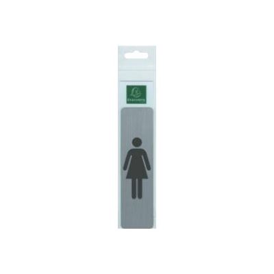 3130630671688-Exacompta - Plaque de signalisation Dame - 165 x 44 mm - aluminium brossé-Avant-0