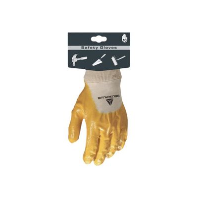 3295249189594-Delta Plus - Gants de protection Nitrile - Taille 10 - coton dos aéré  - jaune-Avant-1