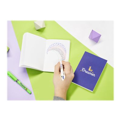 3086123558854-BIC My Message Dreamer - Kit avec 1 carnet et 1 stylo à bille 4 couleurs + 1 surligneur-Angle droit-0
