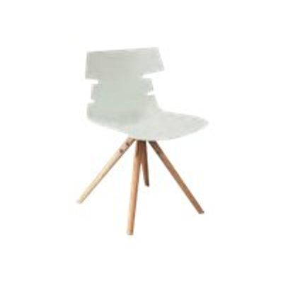 0404051443524-Lot de 4 chaises JOY - pieds bois - coque blanche-Angle gauche-0