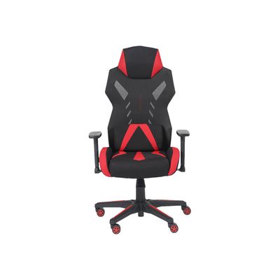 3701338800702-Fauteuil gamer POPER-M - accoudoirs réglables - noir et rouge-Avant-2