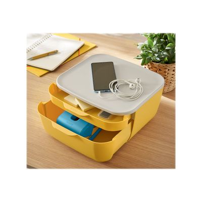 4002432124756-Leitz Cosy - Bloc de classement plastique - 2 tiroirs - jaune-Angle droit-4
