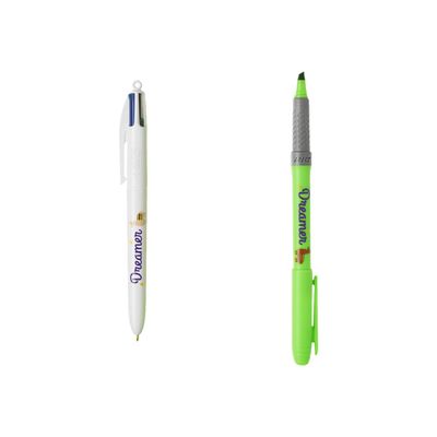 3086123558854-BIC My Message Dreamer - Kit avec 1 carnet et 1 stylo à bille 4 couleurs + 1 surligneur-Multi-angle-3