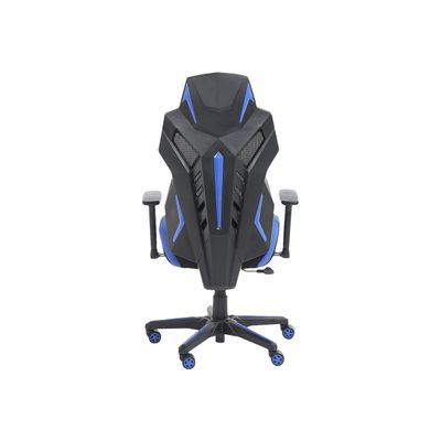 3701338800719-Fauteuil gamer POPER-M - accoudoirs réglables - noir et bleu-Arrière-4