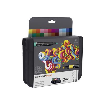 884955063446-ProMarker brush - Trousse 24 marqueurs - double pointe - étudiant designer-Angle gauche-3