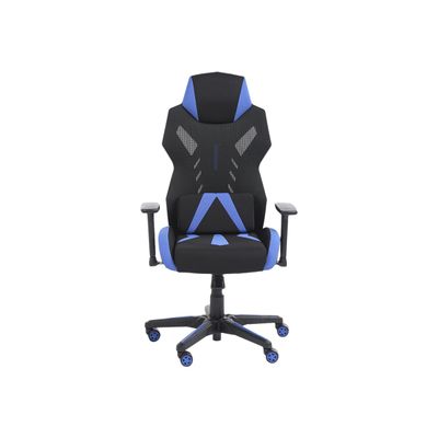 3701338800719-Fauteuil gamer POPER-M - accoudoirs réglables - noir et bleu-Avant-2