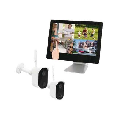 3700224763480-MCL  Kit de vidéosurveillance Wifi -  écran tactile, NVR intégré, 2 caméras + carte Mic-Angle droit-0