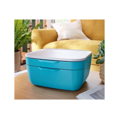 4002432124763-Leitz Cosy - Bloc de classement plastique - 2 tiroirs - bleu-Angle droit-4
