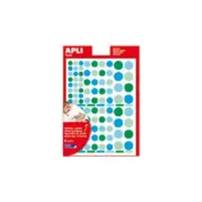 8410782135258-Apli - 6 feuilles gommettes rondes - bleu/vert-Avant-0