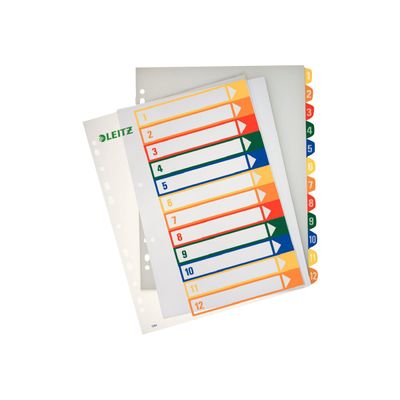 4002432358489-Leitz Printable Index - Intercalaire plastique - 12 positions - A4 extra large -Avant-1