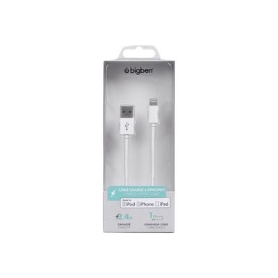 3571211269144-Bigben - câble de charge et de synchronisation USB/Connectique Lightning - 1m - blanc-Avant-1
