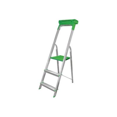 3700092271643-Escabeau - 3 marches - gris et vert-Angle droit-0