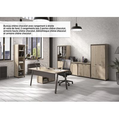 3483600933461-Bureau manager MAMBO avec retour droit - 160 cm - Chêne/chocolat--1