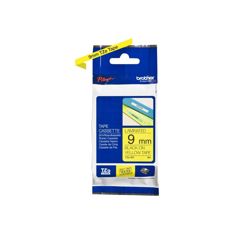 4977766052283-Brother TZe621 - Ruban d'étiquettes auto-adhésives - 1 rouleau (9 mm x 8 m) - fond jaune écr-P_9621_2-2
