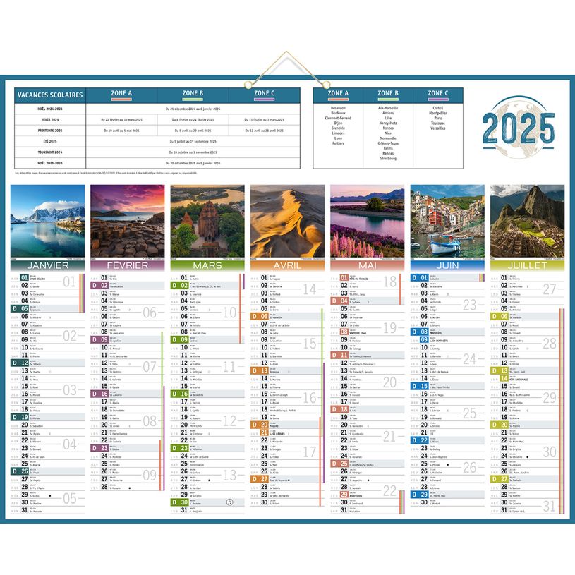 3592930026856-Calendrier bancaire illustré année civile BOUCHUT "Planète" 43 x 55 cm 70 %-P_12230_1-0