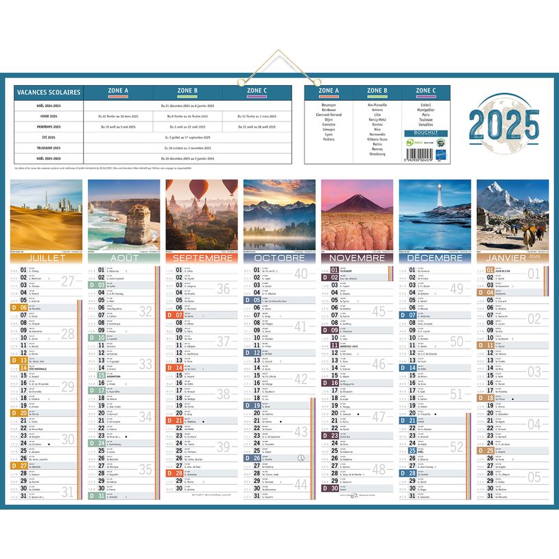 3592930026856-Calendrier bancaire illustré année civile BOUCHUT "Planète" 43 x 55 cm 70 %-P_12230_2-1