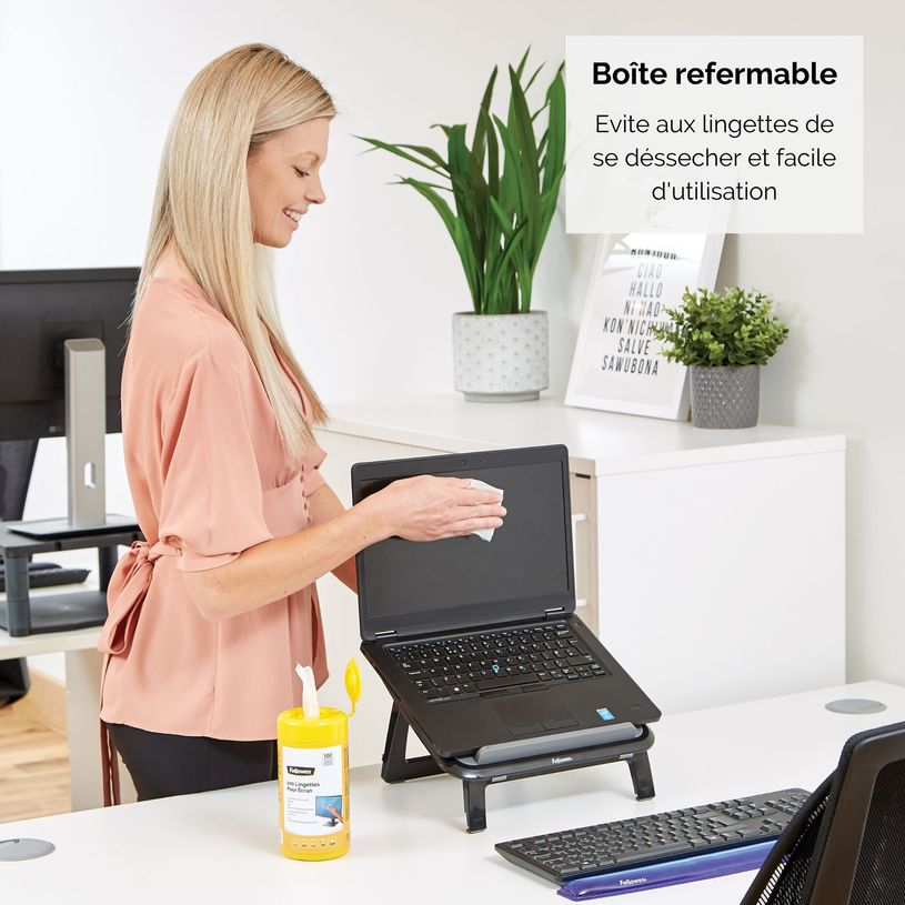 0043859587131-Fellowes Boîte de 100 lingettes nettoyantes pour écran-P_99703_10-3