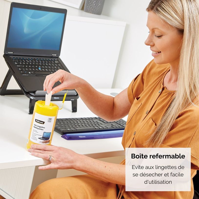 0043859587025-Fellowes - boîte de 100 lingettes nettoyantes multi-surfaces-P_99715_4-2