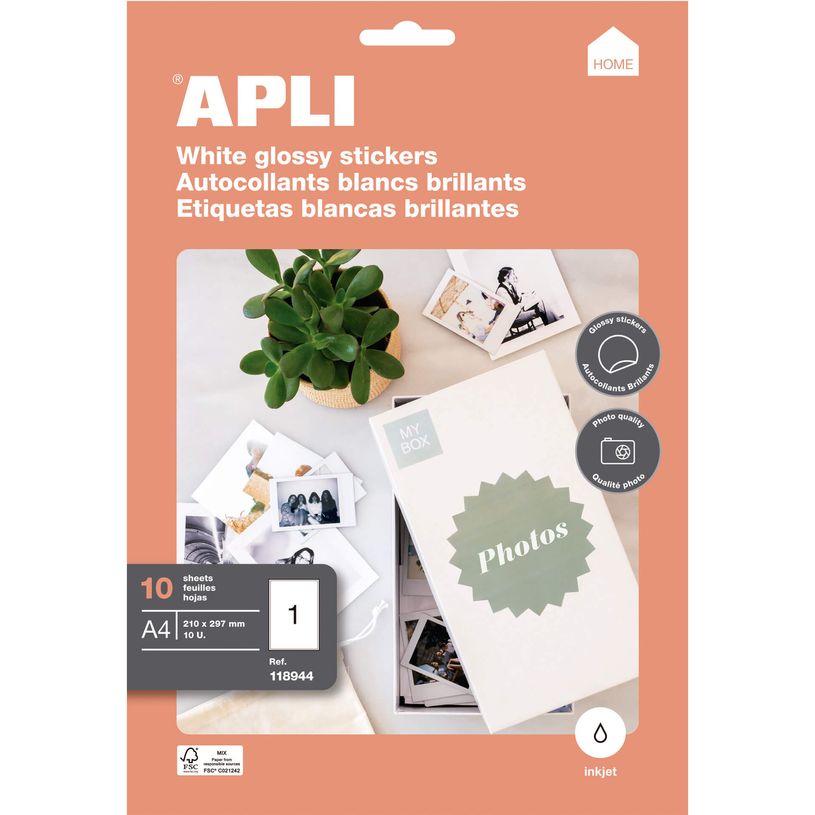 3270241189445-Apli - 10 Étiquettes brillantes qualité photo - A4 - coins droits-P_118944_1-0
