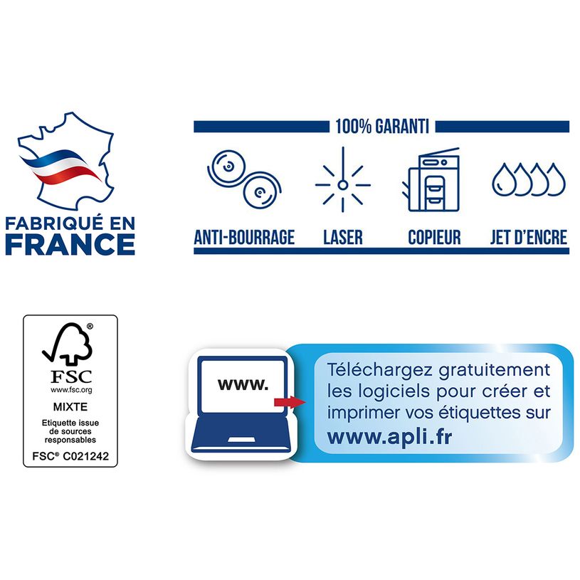 3270241190038-Apli Agipa - 800 Étiquettes adhésives blanches multi-usages - 105 x 70 mm - coins droits - -P_119003_2-1