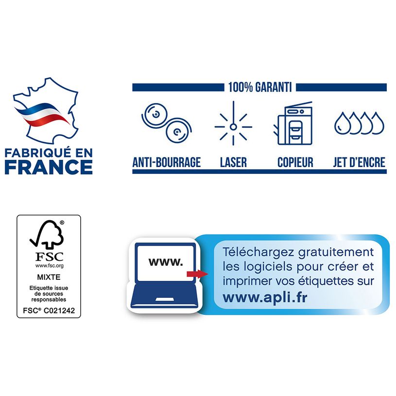 3270241190069-Apli Agipa - 2400 Étiquettes adhésives blanches multi-usages - 70 x 35 mm - coins droits - -P_119006_3-1