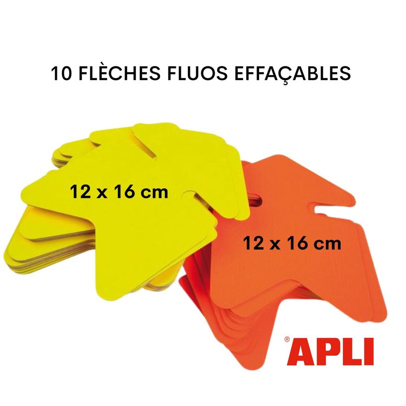 3270241219104-Apli Agipa - 10 flèches fluo effaçables - jaune/orange - 12 x 16 cm--1