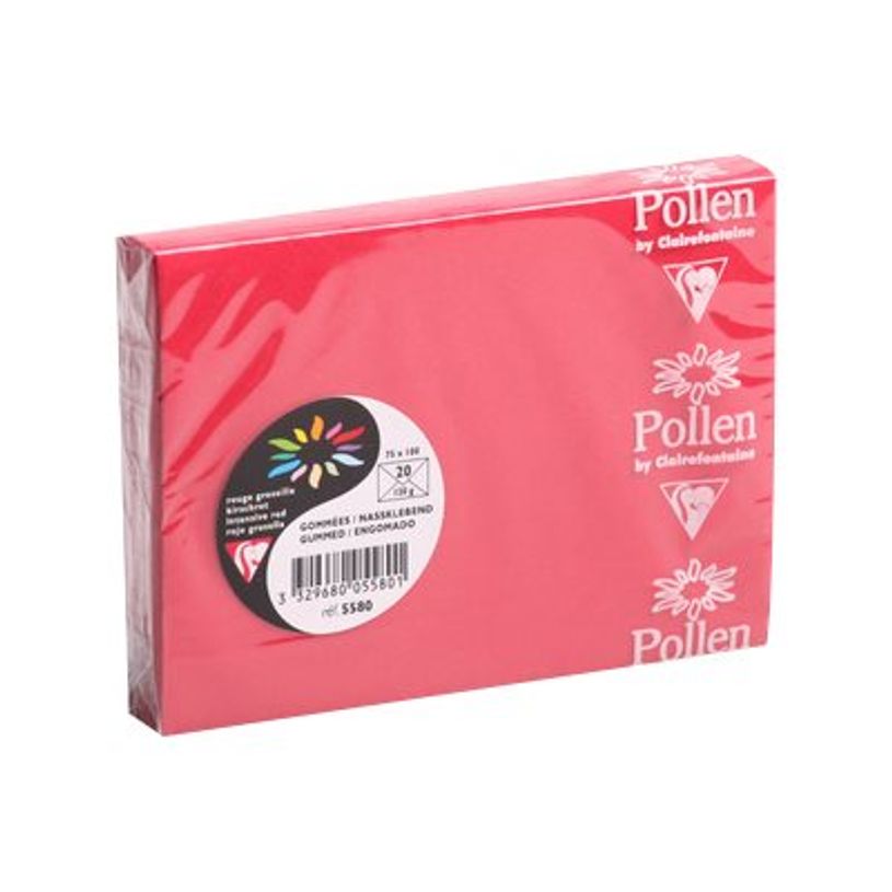 3329680055306-Pollen - enveloppe - 75 x 100 mm - côté ouvert - rose bonbon - pack de 20-P_300013922_1-0