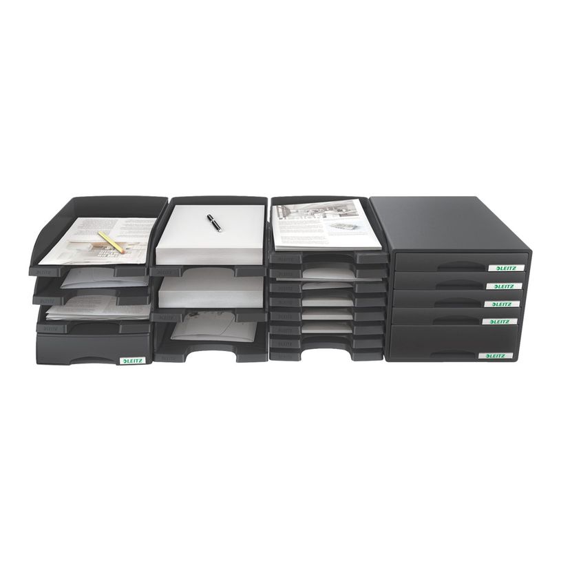 4002432370917-Leitz Plus - corbeille à courrier - pour A4 - noir-P_300016541_1-3