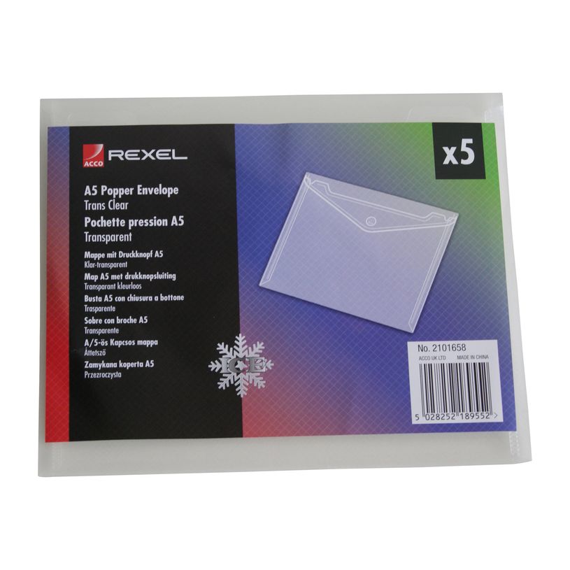 5028252189552-Rexel ICE Popper - Pochette - pour A5 (148 x 210 mm) - clair (pack de 5)-P_300019415_5-0