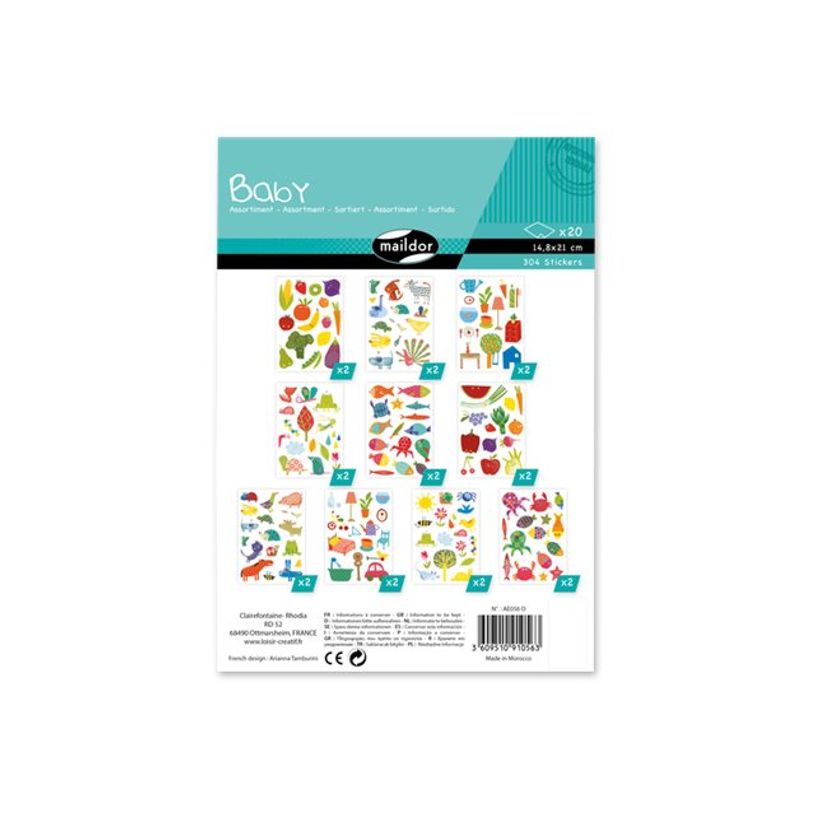 3609510910563-Maildor Baby - adhésif décoratif - assorti - 20 feuilles (pack de 304)-P_300029706_2-0