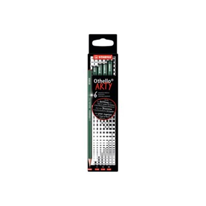 4006381567008-STABILO Othello Arty - 6 crayons à papier - mines assorties : 2B, 3B, 4B-P_300040359_2-0