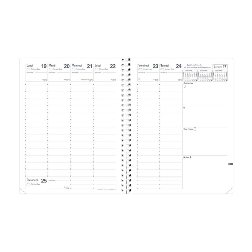 3371010331918-Agenda à spirale Club President avec répertoire - 1 semaine sur 2 pages - 21 x 27 cm - noir - Quo Vad--1