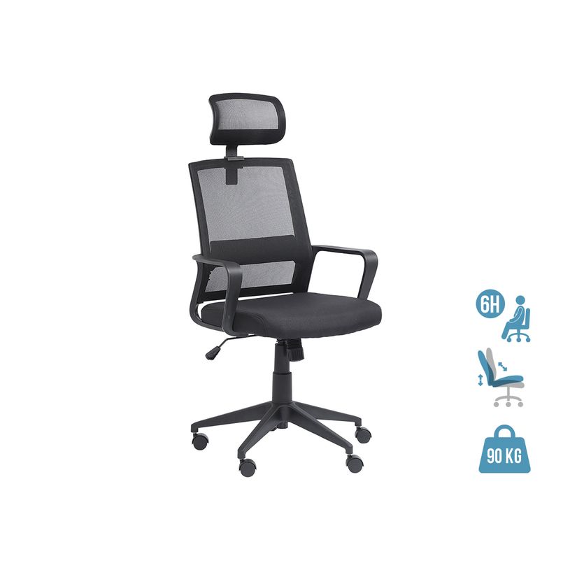 3760185020848-Fauteuil de bureau LIBERTY 02 - accoudoirs fixes - appui-tête réglable - noir-P_400000842_1-0