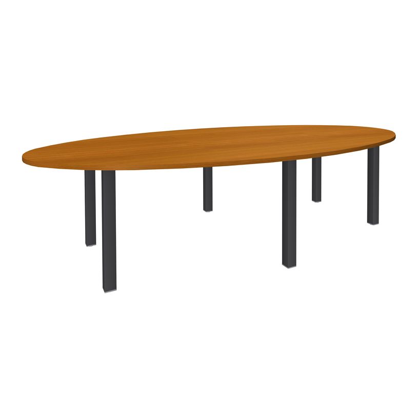 3253310171503-Table de réunion ovale - L280 cm - pieds exprim carbone - Plateau imitation merisier -P_400001667_1-0