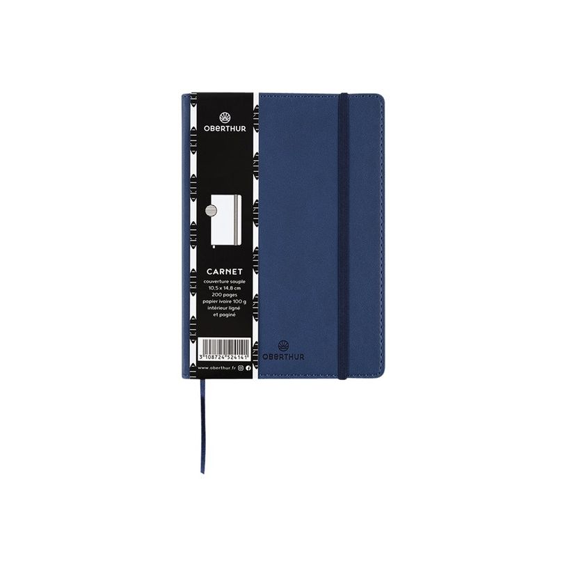 3108724524141-Oberthur Balthazar - Carnet de notes souple A6 - ligné - 200 pages - bleu-P_400002139_6-5