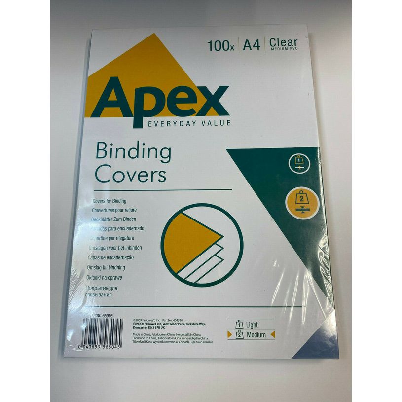 0043859585045-Apex - 100 couvertures à reliure A4 (21 x 29,7 cm) - plastique 180 microns - transparent-P_400002308_1-0