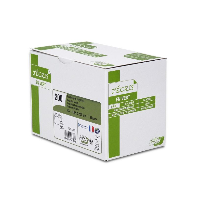 3250650033034-GPV Green - 200 Enveloppes recyclées C5 162 x 229 mm - 80 gr - sans fenêtre - blanc - ba-P_400002454_1-0