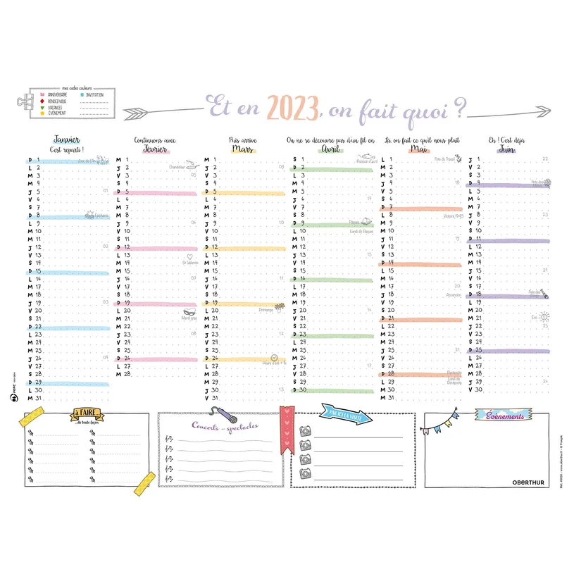 3664447125688-Oberthur Bullet - Calendrier 6 mois par face - 33,5 x 43 cm-P_400002784_1-0