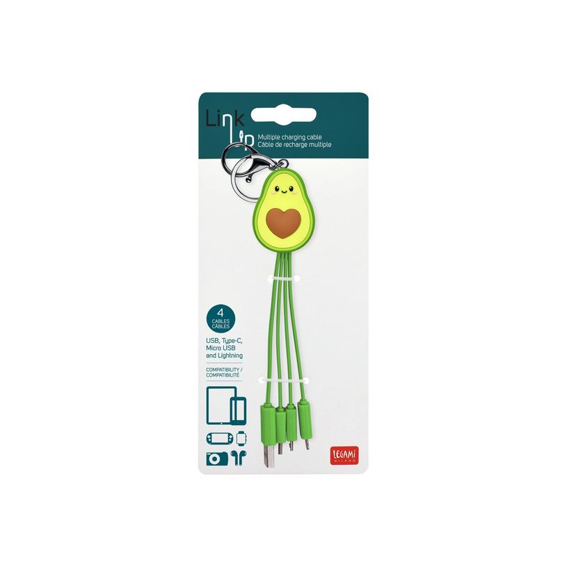 8059174833022-Legami Link Up - Câble adaptateur pour chargement - Lightning / USB - 8 cm - avocat-P_400003997_1-2
