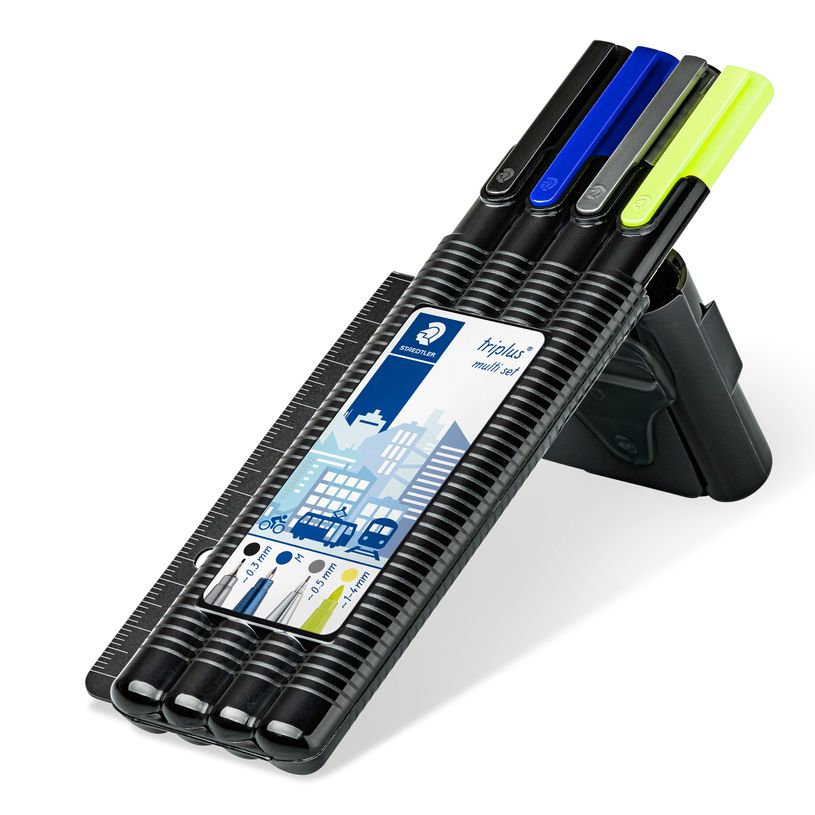4007817342145-STAEDTLER triplus multi set 34 - Pack de stylo à bille, feutre fin, surligneur et crayon -P_400004066_2-1