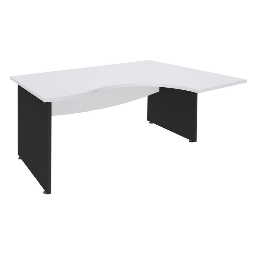 3253310106604-Bureau compact à droite DUAL - L160 cm - Pieds Anthracite - plateau blanc (Pieds de renfort ou caisson bout de bureau obligat-P_400009042_1-0