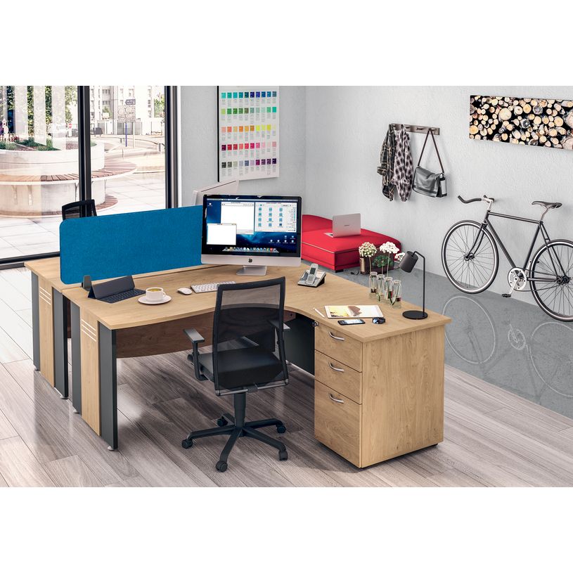 3253310175433-Bureau compact à droite DUAL - L180 cm - Pieds Anthracite - plateau imitation Chêne clair (Pieds de renfort ou caisson bout de bureau obligat-P_400009075_3-1