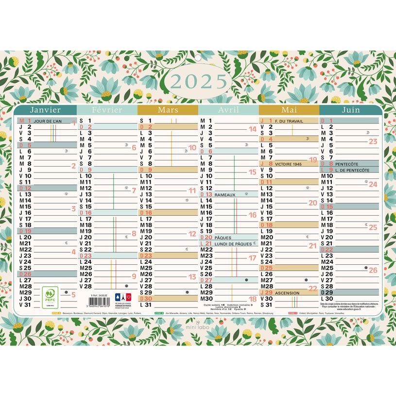 3660942061070-Calendrier Mini Labo - 6 mois par face - 22 x 29,5 cm - Exacompta-P_400009211_1-0