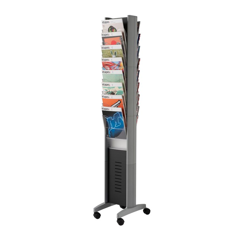 3660141881042-Présentoir mobile double face - 16 cases pour documents format A4 - argent-P_400009596_1-0
