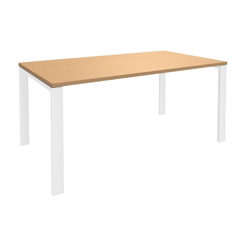 0404000120889-Bureau simple IRIS - L160 cm - Pieds blanc - plateau imitation Hêtre-P_400012088_1-0