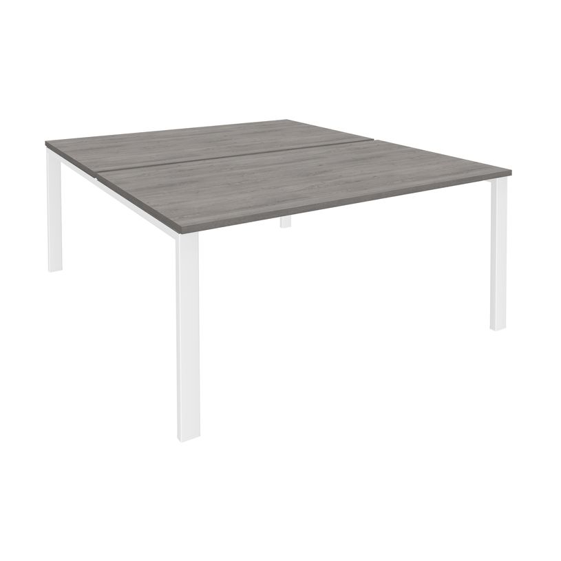 0404000121763-Bureau Bench IRIS - L140 cm - Plan de départ - Pieds blanc - plateau imitation Chêne gri-P_400012176_1-0