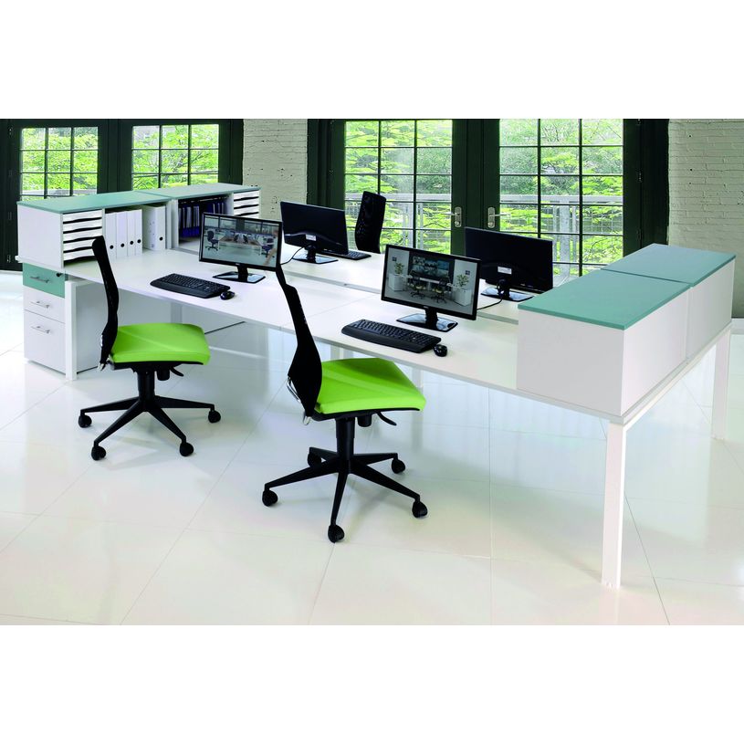 0404000122159-Bureau Bench IRIS - L120 cm - Plan suivant - Pieds aluminium - plateau imitation Erable-P_400012215_6-1