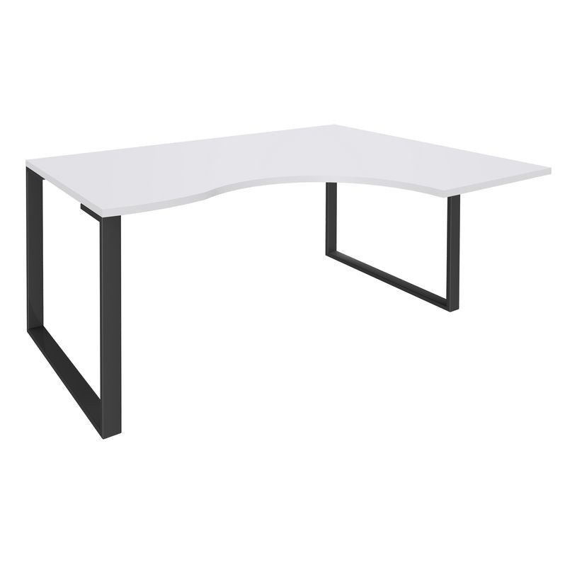 0404000123385-Bureau compact LOFTER - L180 cm - Retour à droite - Plateau Blanc - pied Carbone - (pied de renfort obligat-P_400012338_1-0